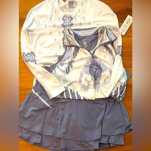 NEW Set lucky in love tennis skirt, tank, and long-sleeved shirt